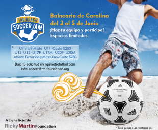 Fundación Ricky Martin crea su primer evento de fútbol de playa