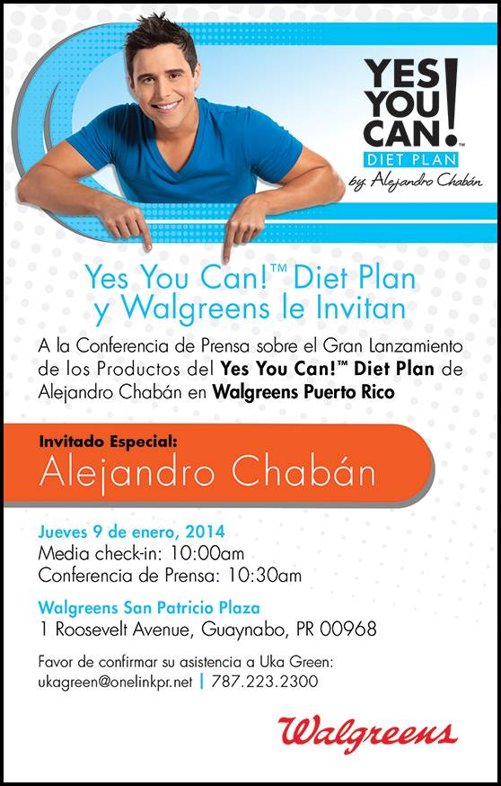 ALEJANDRO CHABAN LANZA EN PUERTO RICO SU LINEA YES YOU CAN! DIET PLAN