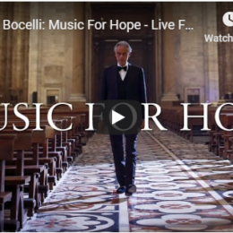 DESDE EL DUOMO DE MILÁN ANDREA BOCELLI PRESENTA ‘MUSIC FOR HOPE’